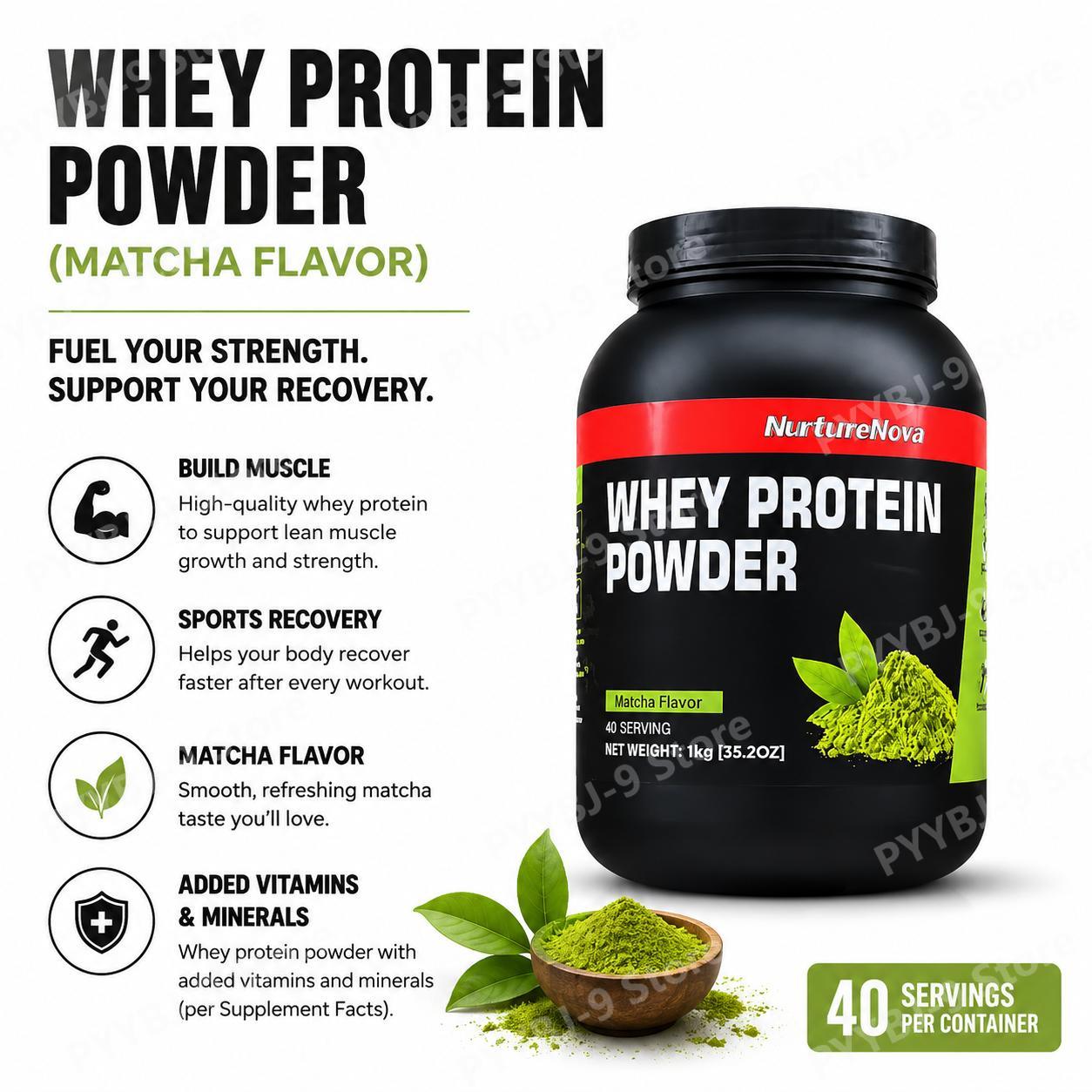 Nutrition For Fitness And Sports - NurtureNova Whey Protein Powder Matcha Flavor